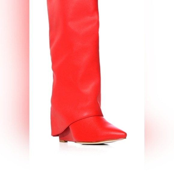 AZALEA WANG "FATAL VALENTINE" Elegant Red Over the Knee Women's Boots - Picture 2 of 9